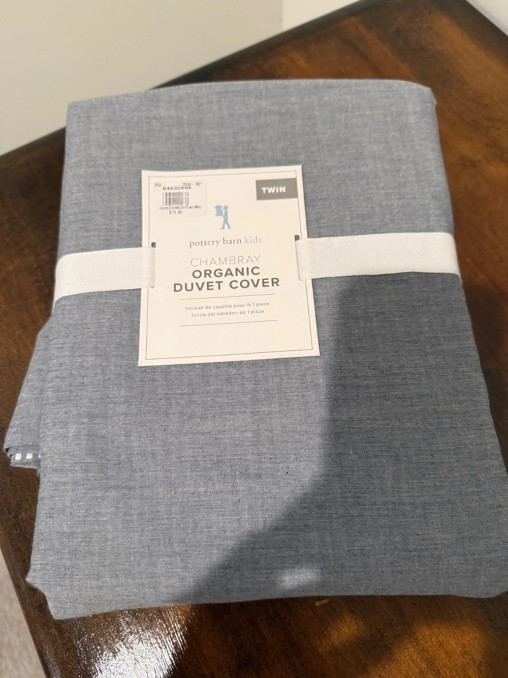 Pottery Barn Kids Chambray Organic Twin Duvet Cover - Light Blue